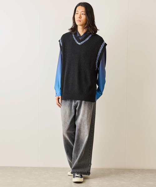 JUNRED（ジュンレッド）の「カラーステッチサイドスリットベスト（ベスト・メンズ・ブラック/ブルー系その他4/ライトグレー・M/S/L）」の22枚目の写真