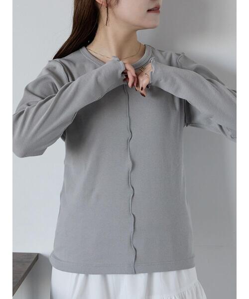 ehka sopo(エヘカソポ)の「テレコメロークルーカットソー(Tシャツ/カットソー・レディース・ブラック/ミント/オフホワイト/グレー・F)」の3枚目の写真