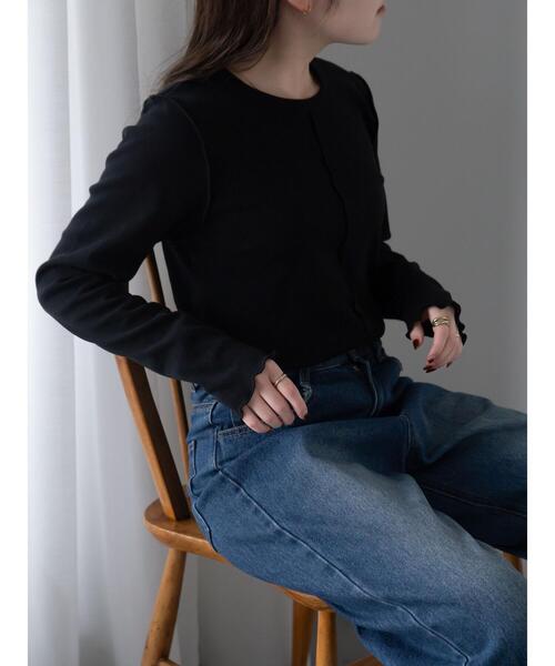 ehka sopo(エヘカソポ)の「テレコメロークルーカットソー(Tシャツ/カットソー・レディース・ブラック/ミント/オフホワイト/グレー・F)」の5枚目の写真