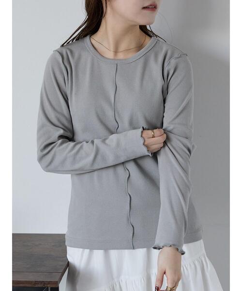 ehka sopo(エヘカソポ)の「テレコメロークルーカットソー(Tシャツ/カットソー・レディース・ブラック/ミント/オフホワイト/グレー・F)」の8枚目の写真