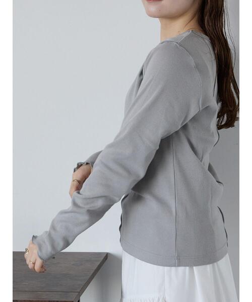ehka sopo(エヘカソポ)の「テレコメロークルーカットソー(Tシャツ/カットソー・レディース・ブラック/ミント/オフホワイト/グレー・F)」の9枚目の写真