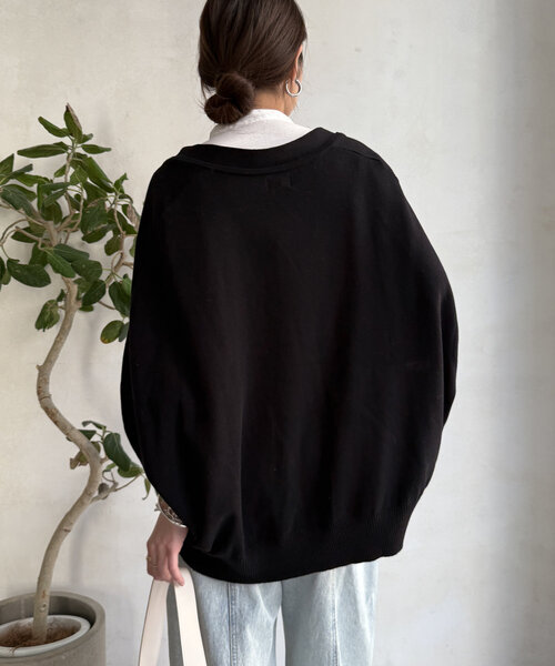 DouDou(ドゥドゥ)の「【WEB限定】Vネックニットベスト(ニット/セーター・レディース・ライトグレー/ブラック/グレイッシュベージュ・FREE)」の12枚目の写真