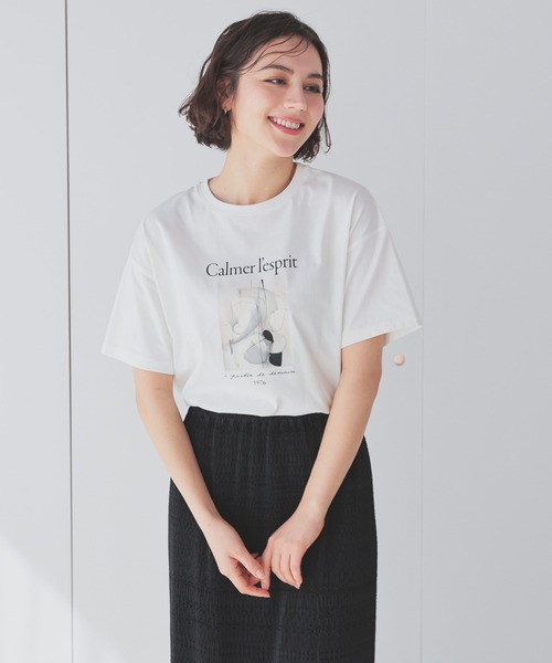 GLACIER lusso(グラシアルッソ)の「【接触冷感・UVカット】フォトプリントTシャツ(Tシャツ/カットソー・レディース・ブラック/ホワイト×グレー/ホワイト×ブラウン/ベージュ・L/LL/M/S)」の1枚目の写真