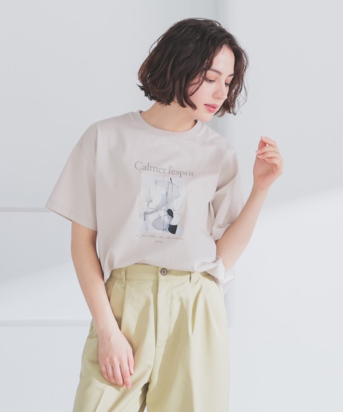 GLACIER lusso(グラシアルッソ)の「【接触冷感・UVカット】フォトプリントTシャツ(Tシャツ/カットソー・レディース・ブラック/ホワイト×グレー/ホワイト×ブラウン/ベージュ・L/LL/M/S)」の4枚目の写真