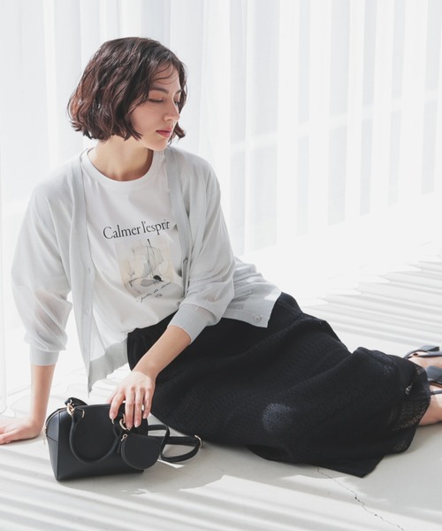 GLACIER lusso(グラシアルッソ)の「【接触冷感・UVカット】フォトプリントTシャツ(Tシャツ/カットソー・レディース・ブラック/ホワイト×グレー/ホワイト×ブラウン/ベージュ・L/LL/M/S)」の7枚目の写真