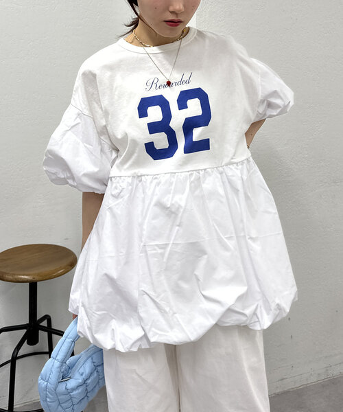 w closet(ダブルクローゼット)の「バルーンミニTワンピース(Tシャツ/カットソー・レディース・オフホワイト/チャコールグレー/ピンク・FREE)」の1枚目の写真