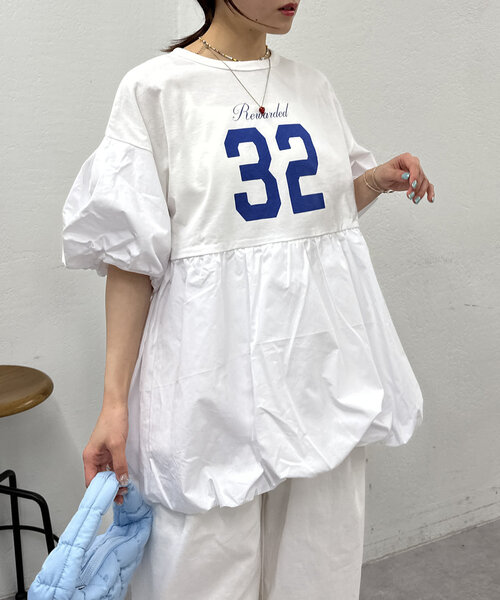 w closet(ダブルクローゼット)の「バルーンミニTワンピース(Tシャツ/カットソー・レディース・オフホワイト/チャコールグレー/ピンク・FREE)」の5枚目の写真