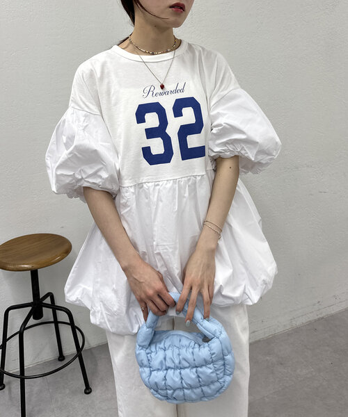 w closet(ダブルクローゼット)の「バルーンミニTワンピース(Tシャツ/カットソー・レディース・オフホワイト/チャコールグレー/ピンク・FREE)」の6枚目の写真