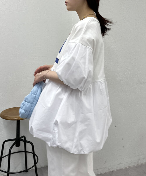 w closet(ダブルクローゼット)の「バルーンミニTワンピース(Tシャツ/カットソー・レディース・オフホワイト/チャコールグレー/ピンク・FREE)」の7枚目の写真