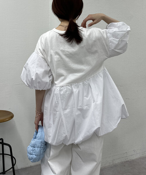 w closet(ダブルクローゼット)の「バルーンミニTワンピース(Tシャツ/カットソー・レディース・オフホワイト/チャコールグレー/ピンク・FREE)」の8枚目の写真