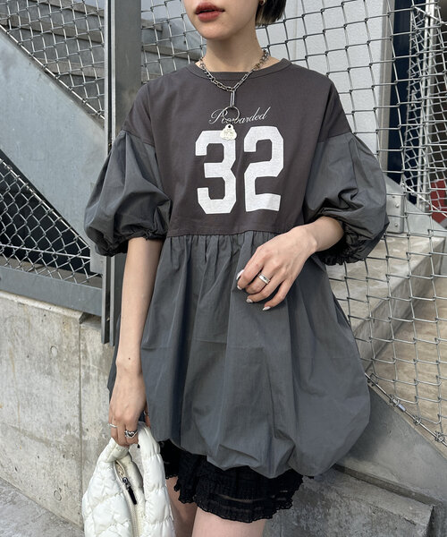 w closet(ダブルクローゼット)の「バルーンミニTワンピース(Tシャツ/カットソー・レディース・オフホワイト/チャコールグレー/ピンク・FREE)」の15枚目の写真