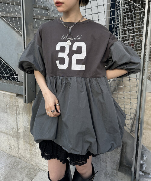 w closet(ダブルクローゼット)の「バルーンミニTワンピース(Tシャツ/カットソー・レディース・オフホワイト/チャコールグレー/ピンク・FREE)」の16枚目の写真