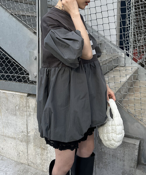 w closet(ダブルクローゼット)の「バルーンミニTワンピース(Tシャツ/カットソー・レディース・オフホワイト/チャコールグレー/ピンク・FREE)」の17枚目の写真