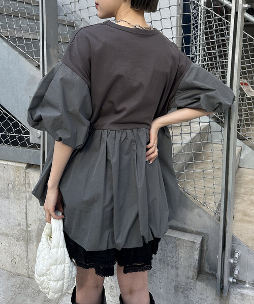 w closet(ダブルクローゼット)の「バルーンミニTワンピース(Tシャツ/カットソー・レディース・オフホワイト/チャコールグレー/ピンク・FREE)」の19枚目の写真