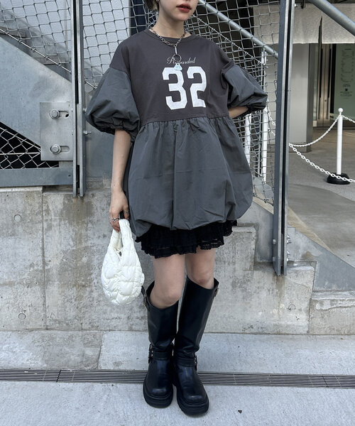 w closet(ダブルクローゼット)の「バルーンミニTワンピース(Tシャツ/カットソー・レディース・オフホワイト/チャコールグレー/ピンク・FREE)」の21枚目の写真