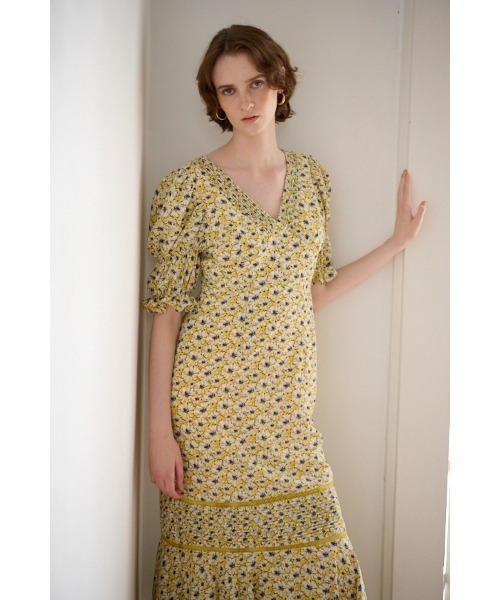 セール】Jules floral-print midi dress Wシャーリングスリーブ