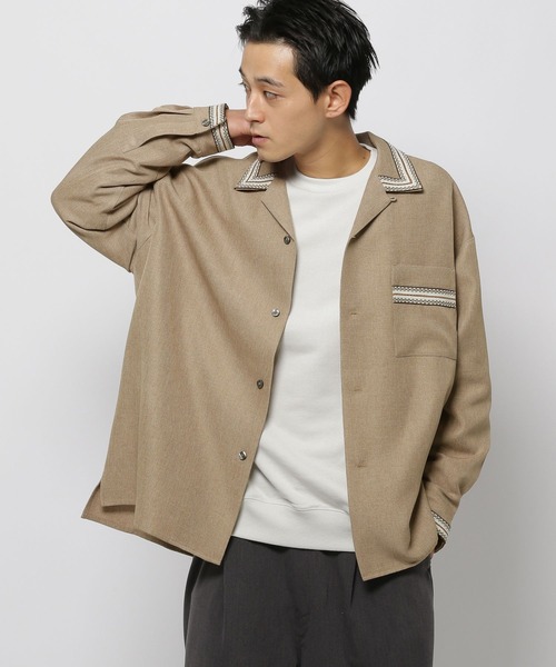 niko and...（ニコアンド）の「テープ開襟シャツ（シャツ/ブラウス・メンズ・ブラック/ベージュ・MEDIUM/LARGE）」の11枚目の写真