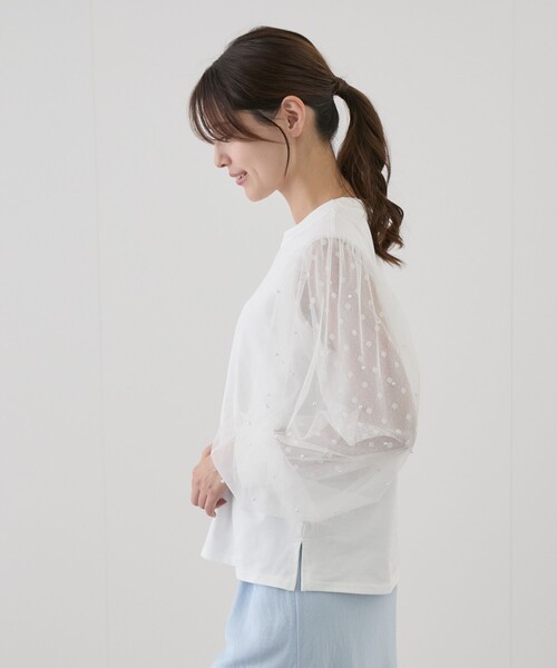 Jayro(ジャイロ)の「袖パール付きチュールプルオーバー(Tシャツ/カットソー・レディース・ホワイト/ブラック・FREE)」の18枚目の写真