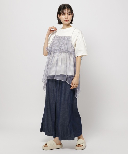 niko and...（ニコアンド）の「シアーイレヘムチェックキャミ（キャミソール・レディース・オフホワイト/ブラック/ブルー・FREE）」の12枚目の写真