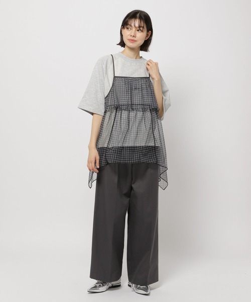 niko and...（ニコアンド）の「シアーイレヘムチェックキャミ（キャミソール・レディース・オフホワイト/ブラック/ブルー・FREE）」の15枚目の写真