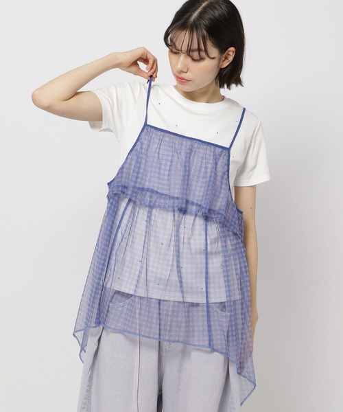 niko and...（ニコアンド）の「シアーイレヘムチェックキャミ（キャミソール・レディース・オフホワイト/ブラック/ブルー・FREE）」の20枚目の写真