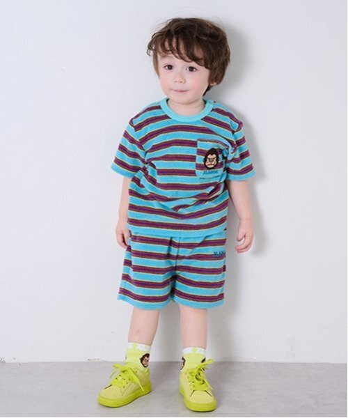 XLARGE KIDS（エクストララージキッズ）の「パイルボーダーショートパンツ（その他パンツ・キッズ・ネイビー/ブルー・80ｃｍ/120cm/110cm/90cm/130cm/100cm/140cm）」の2枚目の写真