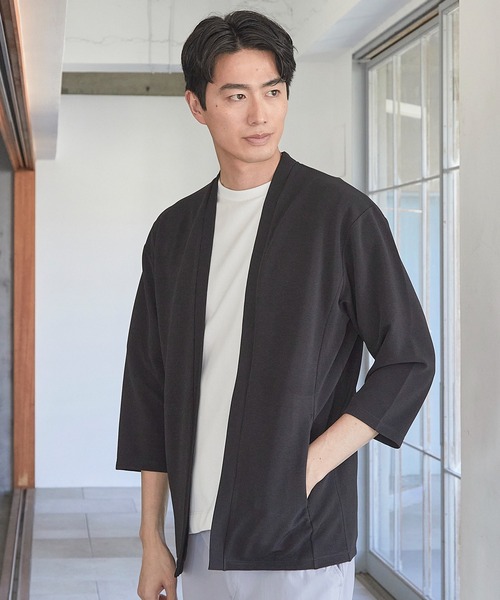 UNION STATION（ユニオンステーション）の「カットカルゼボタンレス 7分袖カーディガン（カーディガン/ボレロ・メンズ・ベージュ/ネイビー/ブラック・M/L/LL）」の10枚目の写真