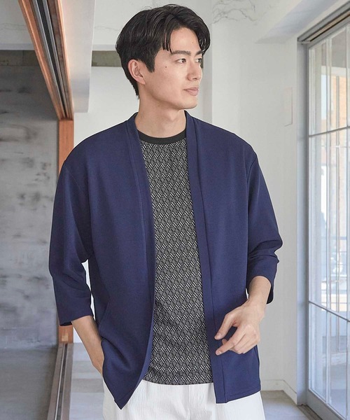 UNION STATION（ユニオンステーション）の「カットカルゼボタンレス 7分袖カーディガン（カーディガン/ボレロ・メンズ・ベージュ/ネイビー/ブラック・M/L/LL）」の20枚目の写真