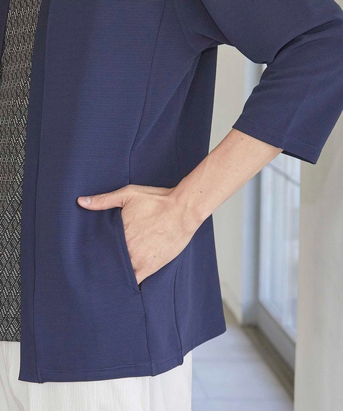 UNION STATION（ユニオンステーション）の「カットカルゼボタンレス 7分袖カーディガン（カーディガン/ボレロ・メンズ・ベージュ/ネイビー/ブラック・M/L/LL）」の17枚目の写真