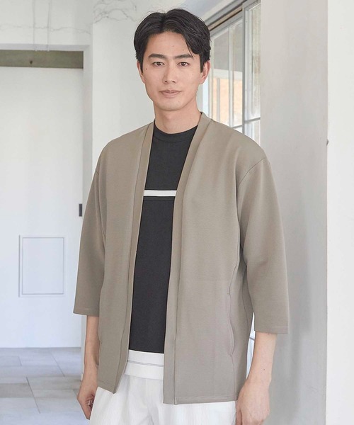 UNION STATION（ユニオンステーション）の「カットカルゼボタンレス 7分袖カーディガン（カーディガン/ボレロ・メンズ・ベージュ/ネイビー/ブラック・M/L/LL）」の15枚目の写真