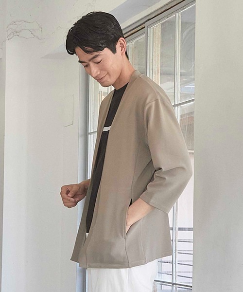 【アネモネです】グレー /ボタン付き 七分袖カーディガン MASTER FRAME】 ボタンレス7分袖カーディガン｜MEN'S MELROSE