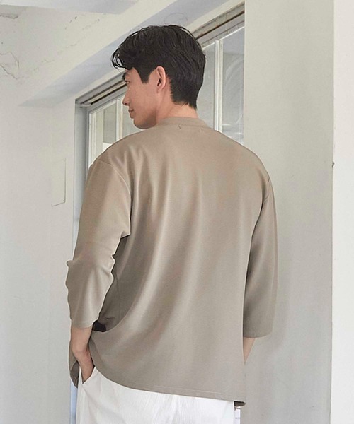 UNION STATION（ユニオンステーション）の「カットカルゼボタンレス 7分袖カーディガン（カーディガン/ボレロ・メンズ・ベージュ/ネイビー/ブラック・M/L/LL）」の13枚目の写真