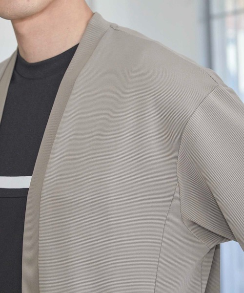 UNION STATION（ユニオンステーション）の「カットカルゼボタンレス 7分袖カーディガン（カーディガン/ボレロ・メンズ・ベージュ/ネイビー/ブラック・M/L/LL）」の12枚目の写真