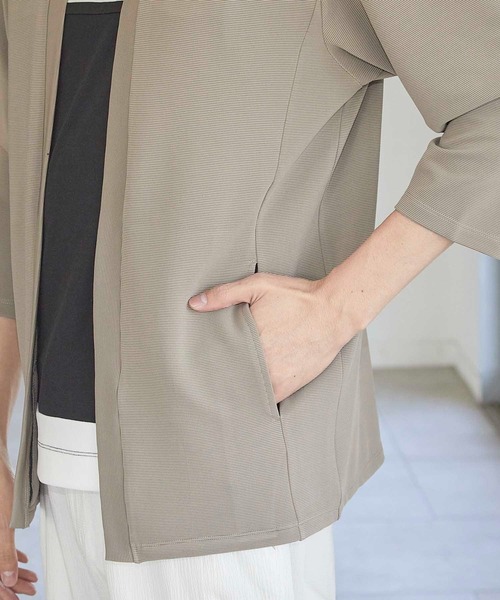 UNION STATION（ユニオンステーション）の「カットカルゼボタンレス 7分袖カーディガン（カーディガン/ボレロ・メンズ・ベージュ/ネイビー/ブラック・M/L/LL）」の11枚目の写真
