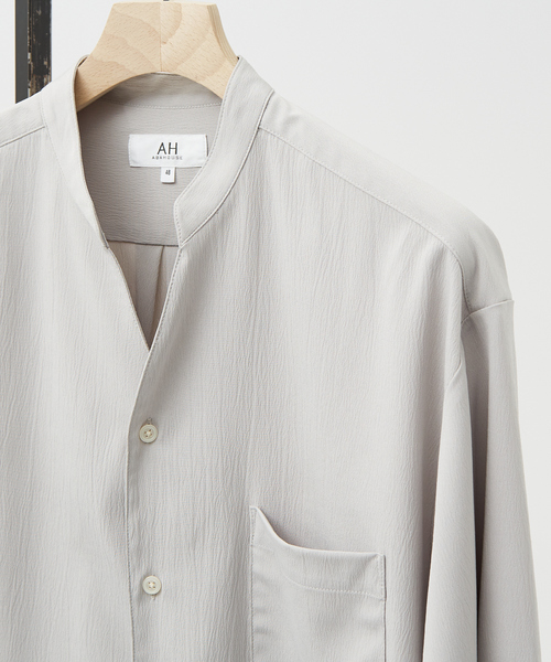 AH ABAHOUSE（エーエイチアバハウス）の「【AH ABAHOUSE】楊柳 キーネック 長袖シャツ / Vネックシャツ（シャツ/ブラウス・メンズ・ダークネイビー/ホワイト/グレイッシュベージュ/ダークグリーン・48/46）」の3枚目の写真