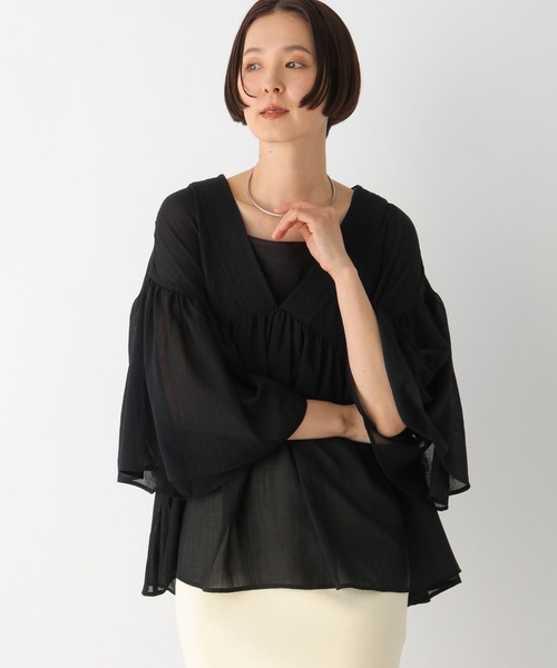 リツオーダーページ LEPSIM ブラウス シャツ たっぷりギャザーVブラウス 242753