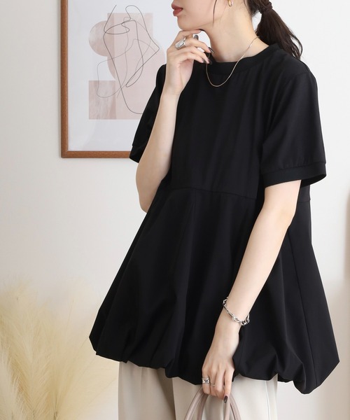 Anna Nicola(アンナニコラ)の「Anna Nicola ふんわりバルーンシルエット 半袖カットソー(Tシャツ/カットソー・レディース・ブラック/グレー/オフホワイト・38)」の11枚目の写真