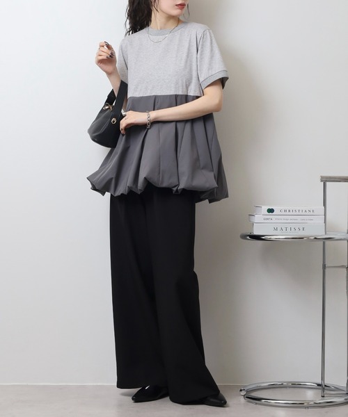 Anna Nicola(アンナニコラ)の「Anna Nicola ふんわりバルーンシルエット 半袖カットソー(Tシャツ/カットソー・レディース・ブラック/グレー/オフホワイト・38)」の20枚目の写真