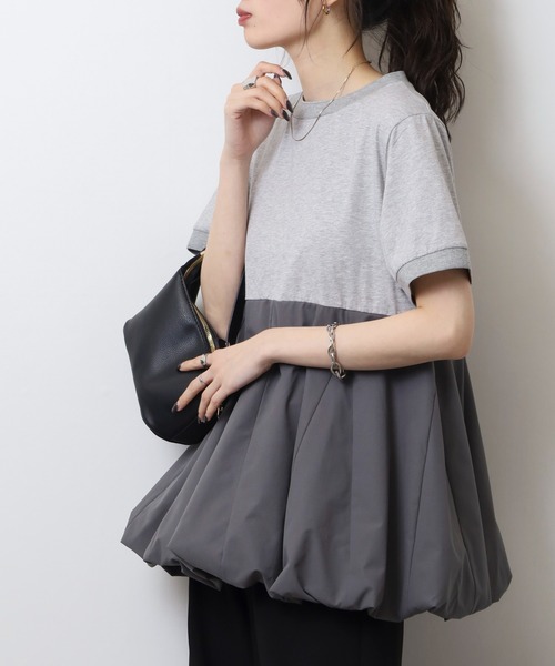 Anna Nicola(アンナニコラ)の「Anna Nicola ふんわりバルーンシルエット 半袖カットソー(Tシャツ/カットソー・レディース・ブラック/グレー/オフホワイト・38)」の16枚目の写真
