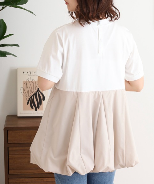 Anna Nicola(アンナニコラ)の「Anna Nicola ふんわりバルーンシルエット 半袖カットソー(Tシャツ/カットソー・レディース・ブラック/グレー/オフホワイト・38)」の7枚目の写真