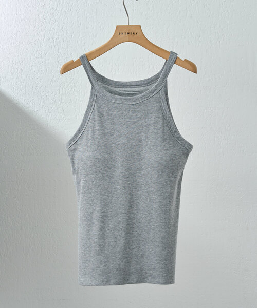 SHENERY(シーナリー)の「《夏のワードローブ》カップ付アメスリリブタンクトップ(タンクトップ・レディース・ブラック/グレー/オフホワイト・MEDIUM/SMALL)」の3枚目の写真