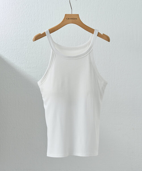 SHENERY(シーナリー)の「《夏のワードローブ》カップ付アメスリリブタンクトップ(タンクトップ・レディース・ブラック/グレー/オフホワイト・MEDIUM/SMALL)」の1枚目の写真