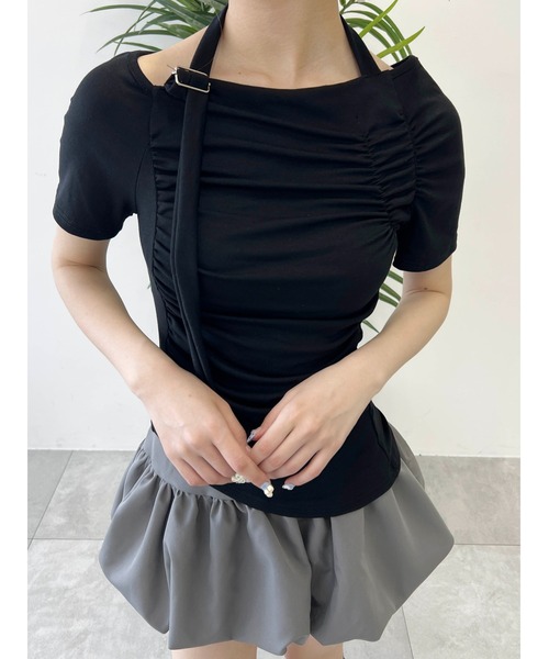 PHILLY（フィリー）の「【PHILLY】ベルトデザインオフショルT（Tシャツ/カットソー・レディース・ブラック/グレー・FREE）」の5枚目の写真