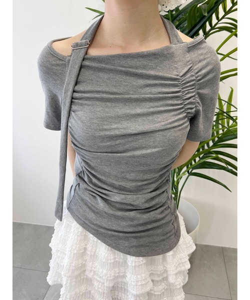 PHILLY（フィリー）の「【PHILLY】ベルトデザインオフショルT（Tシャツ/カットソー・レディース・ブラック/グレー・FREE）」の9枚目の写真