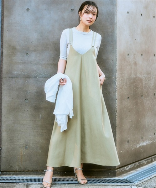 nissen（ニッセン）の「ダブルストラップキャミソールワンピース（ワンピース・レディース・ブラック/カーキ・S/M/L/LL）」の9枚目の写真