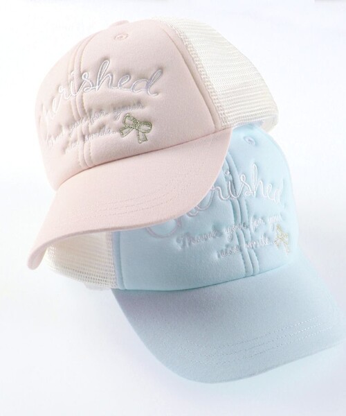 BRANSHES(ブランシェス)の「ロゴ/リボン刺繍メッシュキャップ(キャップ・キッズ・ブルー/ピンク・L/M/S)」の6枚目の写真