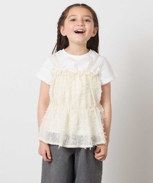 a.v.v（アーヴェヴェ）の「【接触冷感/ジメジメ対策】[100-130]シフォンキャミドッキングトップス（Tシャツ/カットソー・キッズ・ライラック/アイボリー/ブラック・110/100/120/130）」の2枚目の写真