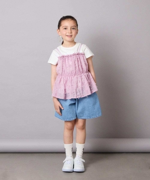 a.v.v（アーヴェヴェ）の「【接触冷感/ジメジメ対策】[100-130]シフォンキャミドッキングトップス（Tシャツ/カットソー・キッズ・ライラック/アイボリー/ブラック・110/100/120/130）」の6枚目の写真
