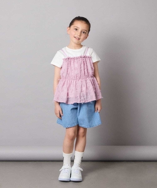 a.v.v（アーヴェヴェ）の「【接触冷感/ジメジメ対策】[100-130]シフォンキャミドッキングトップス（Tシャツ/カットソー・キッズ・ライラック/アイボリー/ブラック・110/100/120/130）」の8枚目の写真