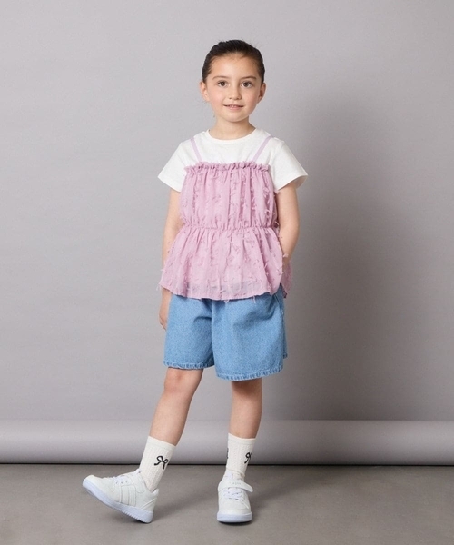 a.v.v（アーヴェヴェ）の「【接触冷感/ジメジメ対策】[100-130]シフォンキャミドッキングトップス（Tシャツ/カットソー・キッズ・ライラック/アイボリー/ブラック・110/100/120/130）」の10枚目の写真